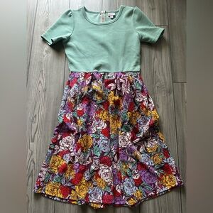 Women’s LuLaRoe Floral Dress with Green Top